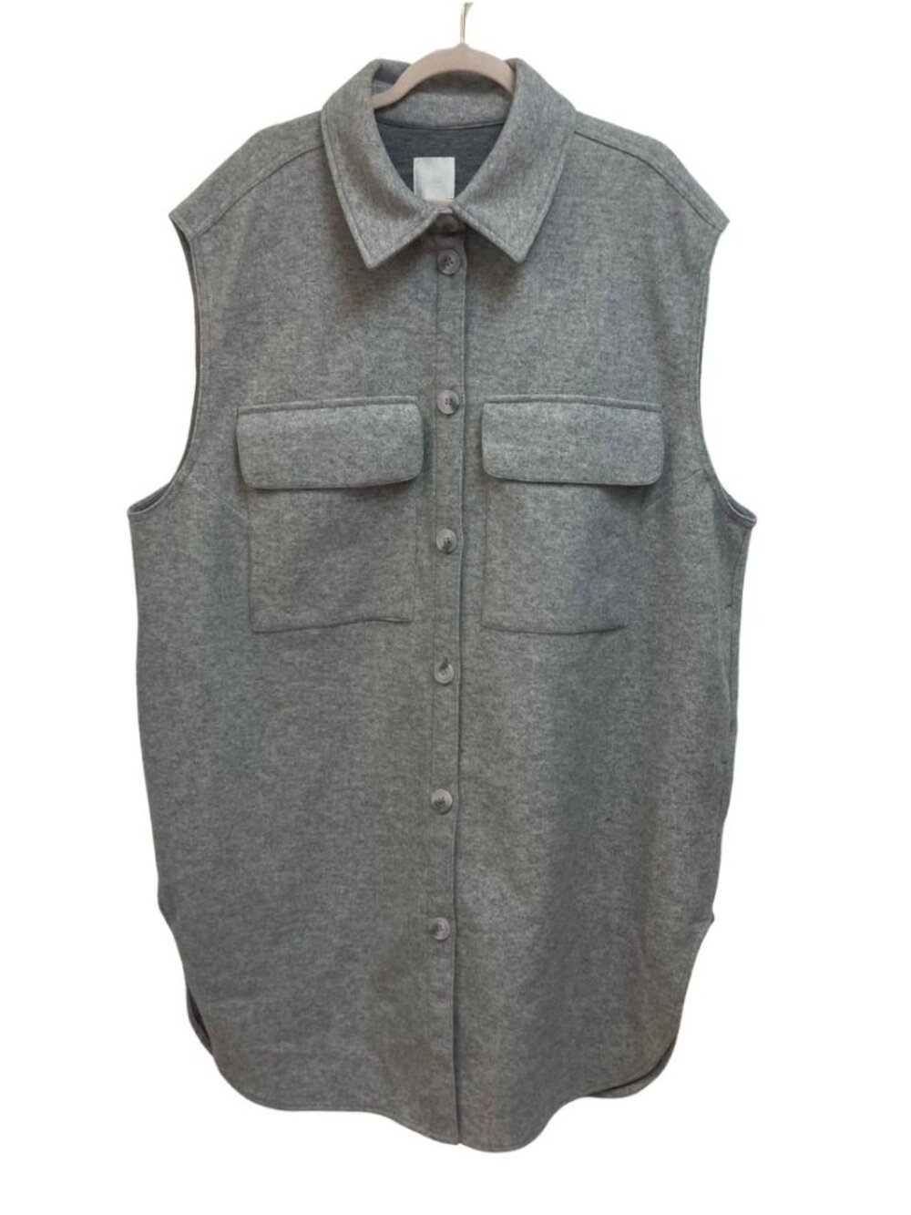 H&M Sleeveless Button Front Coat with side pockets  Light Gray Size XL